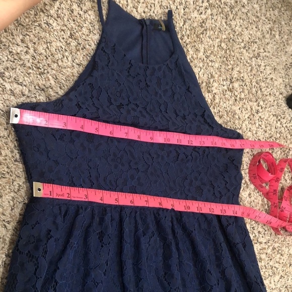 Francesca’s Collection Soprano Midi Dress Size Medium Navy Blue Floral Lace - Picture 8 of 9